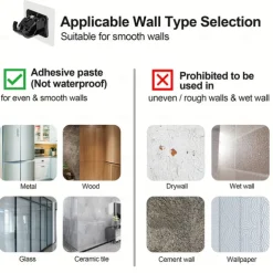 16PCS No-Drill Curtain Rod Brackets - Self-Adhesive Plastic Hooks, Universal Wall Mount for Bathroom, Kitchen, Home, and Hotel