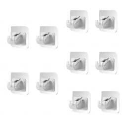 16PCS No-Drill Curtain Rod Brackets - Self-Adhesive Plastic Hooks, Universal Wall Mount for Bathroom, Kitchen, Home, and Hotel
