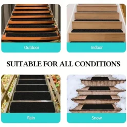 10pcs Non Slip Outdoor Stair Treads 6x24 Black Pre-Cut 80 Grit Anti Slip Grip Tape Non Skid Heavy Duty Traction Adhesive Step Stripes For Staircase Skateborad And Deck