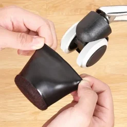 5pcs Office Chair Caster Wheel Cups, Furniture Felt Caster Leg Cases Covers, Anti Slip Stoppers, Hard Wood Floor Carpet Tile Protector Pad Mat For Bed, Desk, Sofa, Computer Gaming Chairs