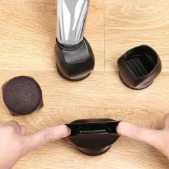 5pcs Office Chair Caster Wheel Cups, Furniture Felt Caster Leg Cases Covers, Anti Slip Stoppers, Hard Wood Floor Carpet Tile Protector Pad Mat For Bed, Desk, Sofa, Computer Gaming Chairs