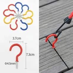 10PCS Outdoor camping deck nail camping canopy windproof ground nail tent wooden board thread question mark type ground nail hook nail