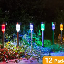 12pcs Outdoor Pathway Lights Solar Garden Light Waterproof LED Solar Lawn Light Garden Deck Walkway Solar Landscape Decoration Night Light
