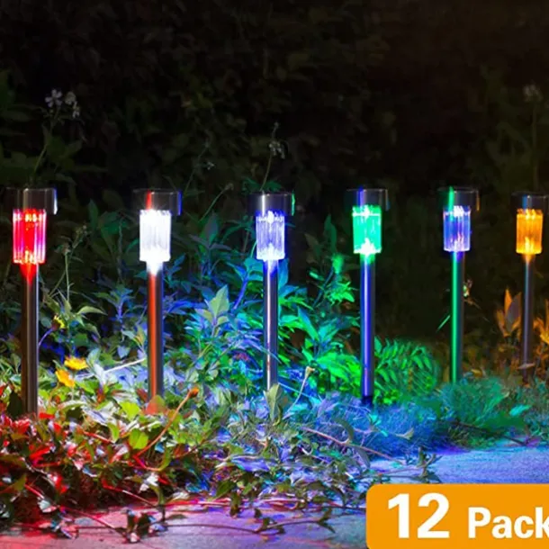12pcs Outdoor Pathway Lights Solar Garden Light Waterproof LED Solar Lawn Light Garden Deck Walkway Solar Landscape Decoration Night Light