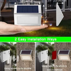 6/12pcs Outdoor Wall Lights Solar Step Fence Lights Stair Waterproof Garden Patio Outdoor Wall Lights Solar Waterproof Lighting Decoration Lamp