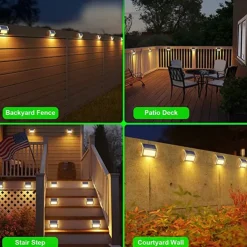 6/12pcs Outdoor Wall Lights Solar Step Fence Lights Stair Waterproof Garden Patio Outdoor Wall Lights Solar Waterproof Lighting Decoration Lamp