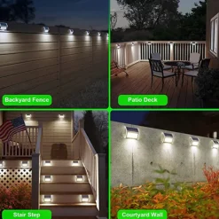 6/12pcs Outdoor Wall Lights Solar Step Fence Lights Stair Waterproof Garden Patio Outdoor Wall Lights Solar Waterproof Lighting Decoration Lamp