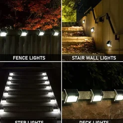 6/12pcs Outdoor Wall Lights Solar Step Fence Lights Stair Waterproof Garden Patio Outdoor Wall Lights Solar Waterproof Lighting Decoration Lamp