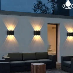 2pcs Outdoor Wall Lights Solar Waterproof LED Lamp Porch Wall Lamps 6LEDs Courtyard Lighting for Garden Balcony Decorative Landscape Street Light