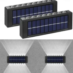 2pcs Outdoor Wall Lights Solar Waterproof LED Lamp Porch Wall Lamps 6LEDs Courtyard Lighting for Garden Balcony Decorative Landscape Street Light