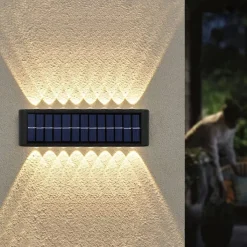 2pcs Outdoor Wall Lights Solar Waterproof LED Lamp Porch Wall Lamps 6LEDs Courtyard Lighting for Garden Balcony Decorative Landscape Street Light