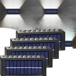 2pcs Outdoor Wall Lights Solar Waterproof LED Lamp Porch Wall Lamps 6LEDs Courtyard Lighting for Garden Balcony Decorative Landscape Street Light