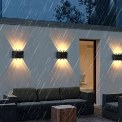 2pcs Outdoor Wall Lights Solar Waterproof LED Lamp Porch Wall Lamps 6LEDs Courtyard Lighting for Garden Balcony Decorative Landscape Street Light