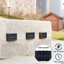 2pcs Outdoor Wall Lights Solar Waterproof LED Lamp Porch Wall Lamps 6LEDs Courtyard Lighting for Garden Balcony Decorative Landscape Street Light