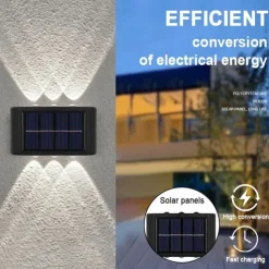 2pcs Outdoor Wall Lights Solar Waterproof LED Lamp Porch Wall Lamps 6LEDs Courtyard Lighting for Garden Balcony Decorative Landscape Street Light