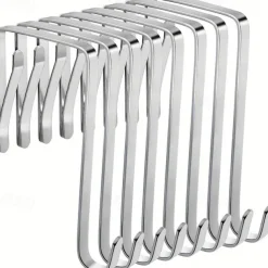 8pcs Over The Door Hooks Heavy Duty Stainless Steel Hanger Organizer For Living Room Bathroom Bedroom Kitchen Hanging Clothes Towels Hats Coats Bags