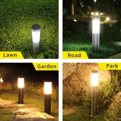 2pcs Pathway Lights Solar Outdoor Garden Lights Stainless Steel Waterproof LED Patio Light Villa Backyard Street Lighting Courtyard Landscape Decoration Lamp