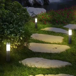 2pcs Pathway Lights Solar Outdoor Garden Lights Stainless Steel Waterproof LED Patio Light Villa Backyard Street Lighting Courtyard Landscape Decoration Lamp