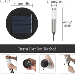 2pcs Pathway Lights Solar Outdoor Garden Lights Stainless Steel Waterproof LED Patio Light Villa Backyard Street Lighting Courtyard Landscape Decoration Lamp