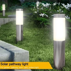 2pcs Pathway Lights Solar Outdoor Garden Lights Stainless Steel Waterproof LED Patio Light Villa Backyard Street Lighting Courtyard Landscape Decoration Lamp