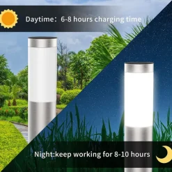 2pcs Pathway Lights Solar Outdoor Garden Lights Stainless Steel Waterproof LED Patio Light Villa Backyard Street Lighting Courtyard Landscape Decoration Lamp
