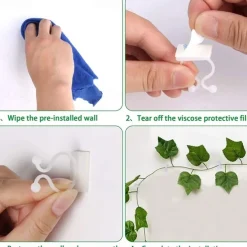 20pcs Plant Climbing Wall Fixture Clips, Vine Fixer Invisible Self-Adhesive Hook Plant Vine Traction Wall Vines Fixture Wall Sticky Hook Vines Fixing Clip Vines Holder