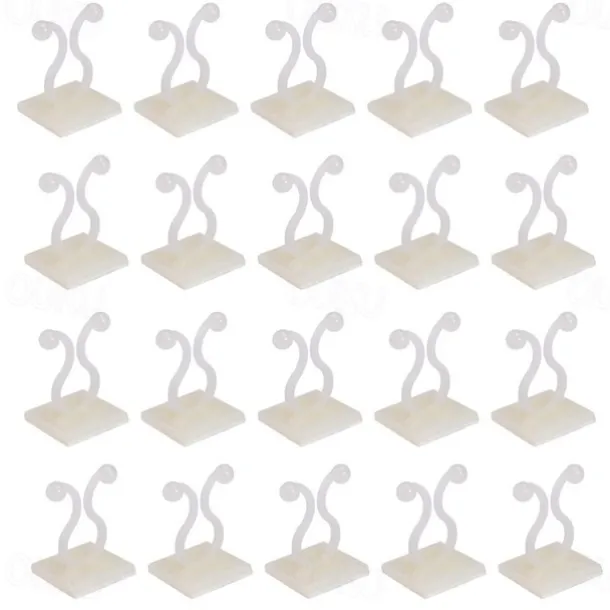 20pcs Plant Climbing Wall Fixture Clips, Vine Fixer Invisible Self-Adhesive Hook Plant Vine Traction Wall Vines Fixture Wall Sticky Hook Vines Fixing Clip Vines Holder