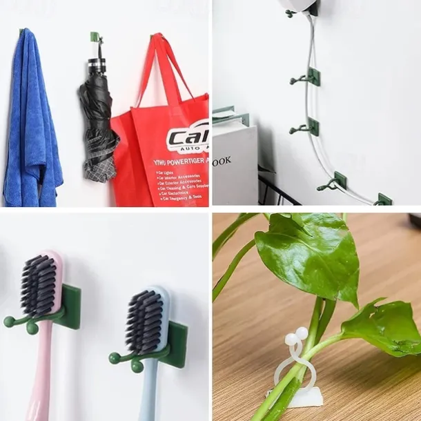 20pcs Plant Climbing Wall Fixture Clips, Vine Fixer Invisible Self-Adhesive Hook Plant Vine Traction Wall Vines Fixture Wall Sticky Hook Vines Fixing Clip Vines Holder