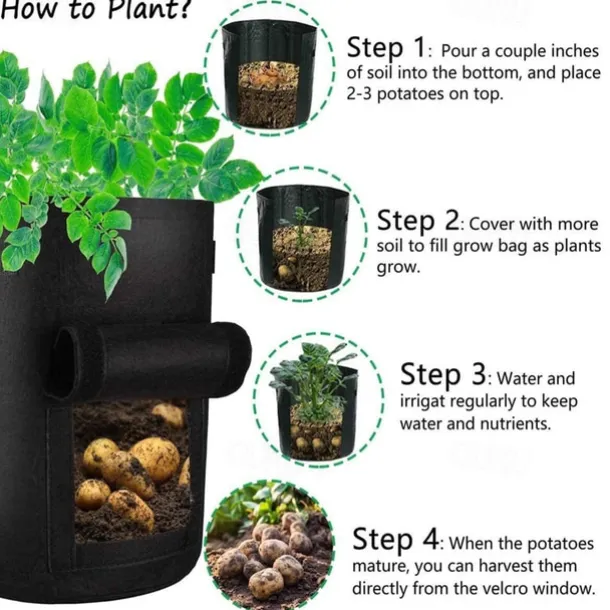 2pcs Plant Grow Bags Home Garden Potato Pot Greenhouse Vegetable Growing Bags Moisturizing jardin Vertical Garden Bag tools