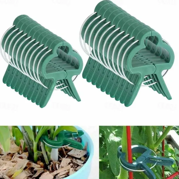 20pcs Plant Support Clips Flower and Vine Garden Tomato Plant Support Clips for Supporting Stems Vines Grow Upright Climbing