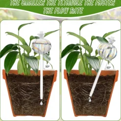 2pcs Plant Watering Globes Hand-Blown Plant Watering Devices, Self Watering Globes Watering Globes for Indoor Plants Cactus Plant Watering Bulbs