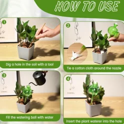 2pcs Plant Watering Globes Hand-Blown Plant Watering Devices, Self Watering Globes Watering Globes for Indoor Plants Cactus Plant Watering Bulbs