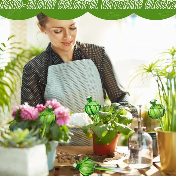2pcs Plant Watering Globes Hand-Blown Plant Watering Devices, Self Watering Globes Watering Globes for Indoor Plants Cactus Plant Watering Bulbs
