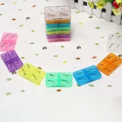 7pcs Plastic Medicine Box, 28 Case With Hook, Pill Box Drawer, One Drawer A Day