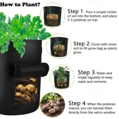 2pcs Potato Grow Bags 4/7/10 Gallon Inflatable Waterproof Fabric Sweet Potato Planter Window Vegetable Peanut Grow Box Nursery Garden Bucket