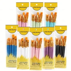 10pcs Professional Artist Paint Brushes Set - Perfect for Acrylic, Oil, Watercolor & Canvas Painting - Ideal for Kids & Professionals!