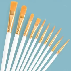 10pcs Professional Artist Paint Brushes Set - Perfect for Acrylic, Oil, Watercolor & Canvas Painting - Ideal for Kids & Professionals!
