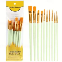 10pcs Professional Artist Paint Brushes Set - Perfect for Acrylic, Oil, Watercolor & Canvas Painting - Ideal for Kids & Professionals!