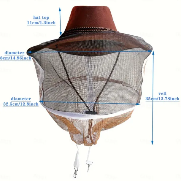 1pcs Protective Cowboy Beekeeper Hat Cowboy Beekeeper Hats with Veil - Durable, Breathable & Protective Gear for Outdoor Activities