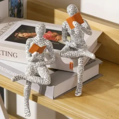 2pcs Pulp Woman Reading Bookshelf Decor,Reading Woman Figurine,Resin Statue Thinker Style,Abstract Sculptures Figurines for Home Decor Modern Office Shelf Desktop