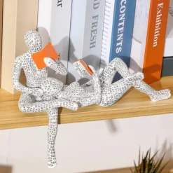 2pcs Pulp Woman Reading Bookshelf Decor,Reading Woman Figurine,Resin Statue Thinker Style,Abstract Sculptures Figurines for Home Decor Modern Office Shelf Desktop