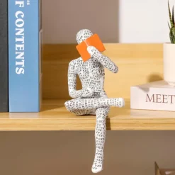 2pcs Pulp Woman Reading Bookshelf Decor,Reading Woman Figurine,Resin Statue Thinker Style,Abstract Sculptures Figurines for Home Decor Modern Office Shelf Desktop