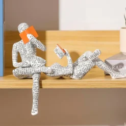 2pcs Pulp Woman Reading Bookshelf Decor,Reading Woman Figurine,Resin Statue Thinker Style,Abstract Sculptures Figurines for Home Decor Modern Office Shelf Desktop