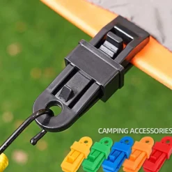 10PCS Push-Pull Tent Clips Tent Attachment Clips Outdoor Camping Tent Hooks Windproof Strap Barb Clips