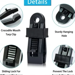 10PCS Push-Pull Tent Clips Tent Attachment Clips Outdoor Camping Tent Hooks Windproof Strap Barb Clips