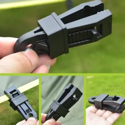 10PCS Push-Pull Tent Clips Tent Attachment Clips Outdoor Camping Tent Hooks Windproof Strap Barb Clips