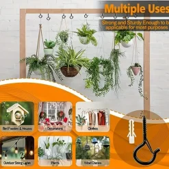 20pcs Q-Hanger Screw Hooks with Safety Buckles - Fashion Metal Outdoor Lights Hanging Kits for Christmas Fairy & String Lights - Easy Release, 2.2 Inch Length