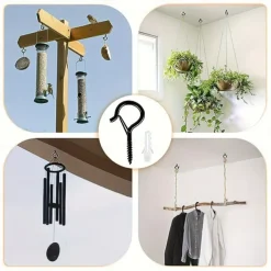 20pcs Q-Hanger Screw Hooks with Safety Buckles - Fashion Metal Outdoor Lights Hanging Kits for Christmas Fairy & String Lights - Easy Release, 2.2 Inch Length