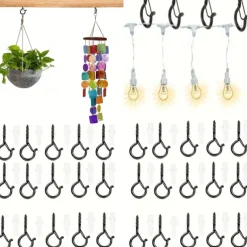 20pcs Q-Hanger Screw Hooks with Safety Buckles - Fashion Metal Outdoor Lights Hanging Kits for Christmas Fairy & String Lights - Easy Release, 2.2 Inch Length