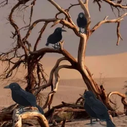 3pcs Realistic Black Crow Feather Halloween Decoration Props Set - Spooky Indoor and Outdoor Decor